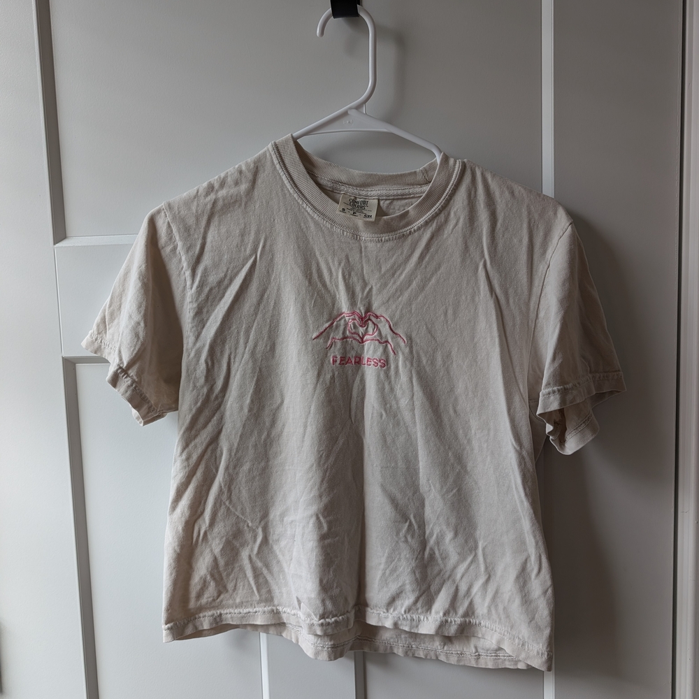 Taylor Swift Fearless Embroidered Tee in Cream
